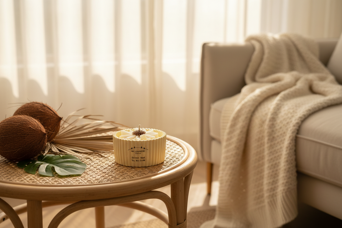 Coconut Island candle lifestyle scene
